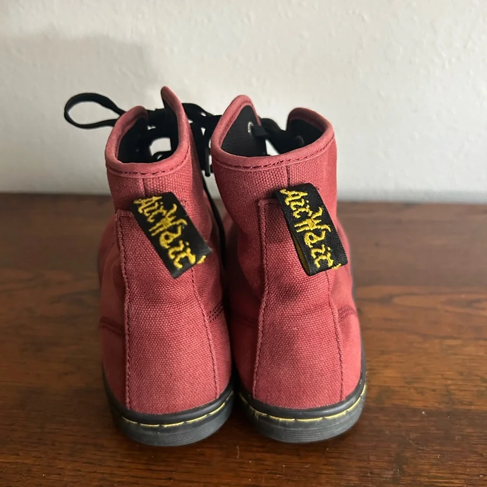 Dr. Martens Women's Burgundy Canvas Ankle Boots - Picture 7 of 11